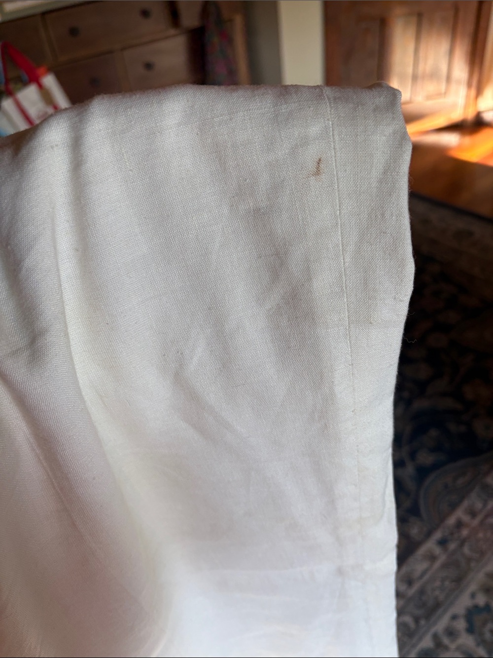 Banana Republic Cream Straight-Leg Dress Pants Linen Lined with Double Button 10 - Picture 7 of 8